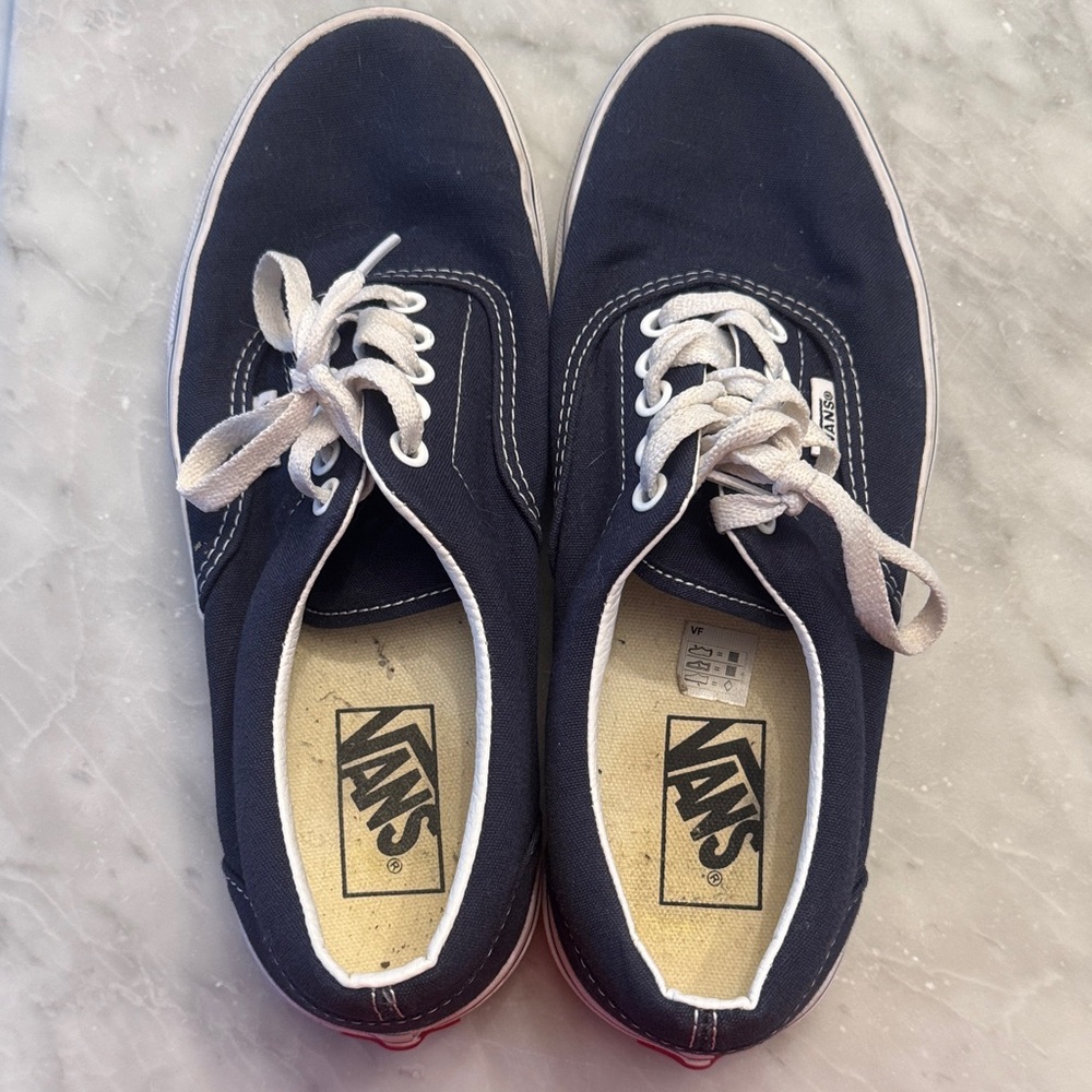 Vans Navy Canvas Sneakers with White Accents GUC